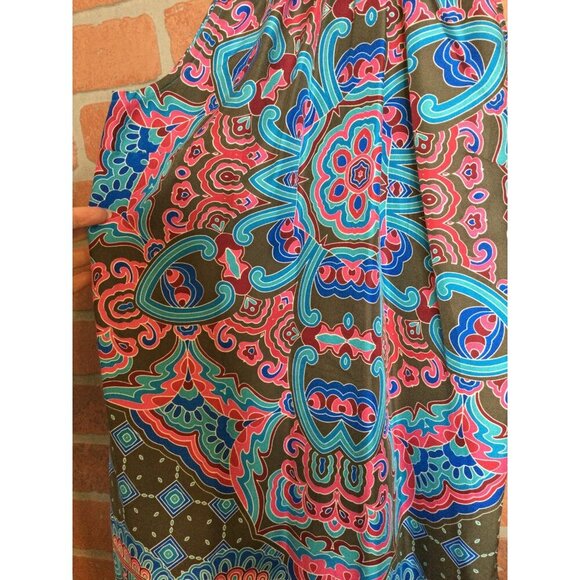 Etcetera Women's Silk Halter Top Size 2 Multicolor Boho Print Braided Neckline - Picture 2 of 6